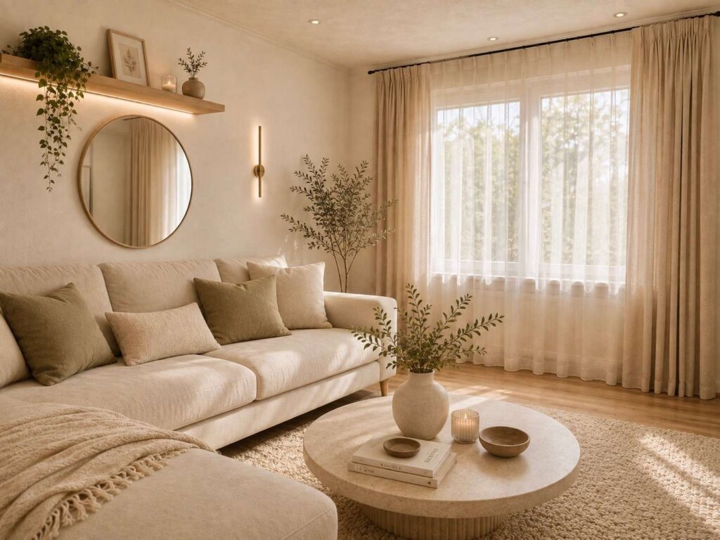 Zimmer 2 mit hellem Sofa