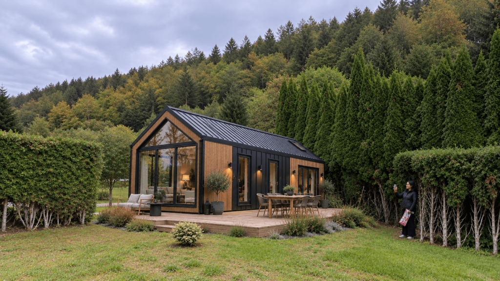 Modernes Tiny House im Wald